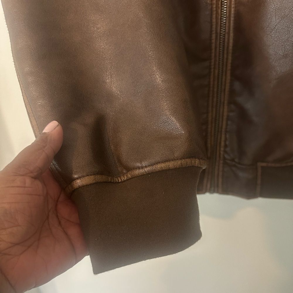 Levi’s Brown Faux Leather Hooded Jacket L - Picture 5 of 9